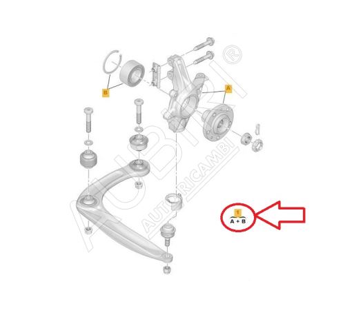 Fusée d'essieu, suspension de roue Citroën Berlingo, Peugeot Partner 2008-2018 gauche