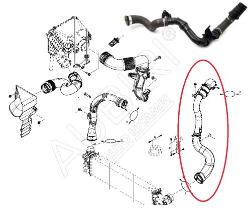 Durite de turbo Renault Trafic 2014-2019 1.6 entre l'turbo et le intercooler, complet