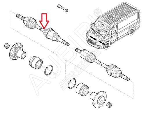 Cardan Fiat Ducato 2018-2021 2.3D droit, transmission automatique