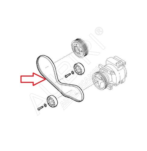 Courroie poly-V Fiat Ducato depuis 2009 3.0D/CNG pour clima, flexible