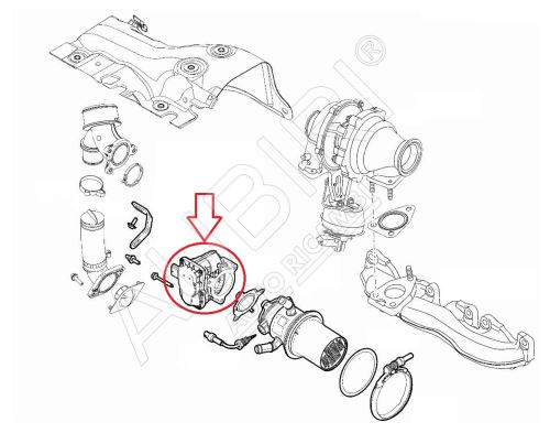 Boîtier papillon Fiat Ducato depuis 2021 2.2D, Doblo 2016-21 1.6D - circuit basse pression