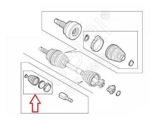 Soufflet de cardan Fiat Ducato depuis 2018 2.2/2.3D intérieur, transmission automatique