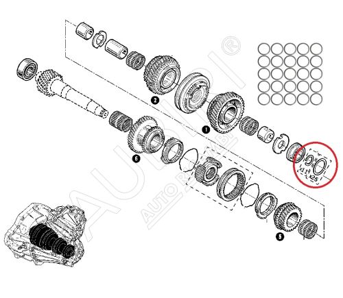 Entretoise de roulement transmission Renault Master/Trafic PF6, kit de 25 pces