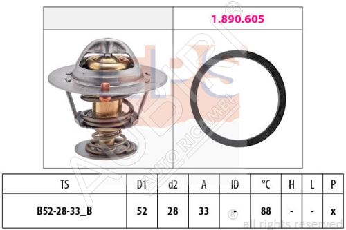 Thermostat d'eau Fiat Ducato 2006-2011 2.2D, Ford Transit depuis 2000 2.2/2.4 Di/TDCi