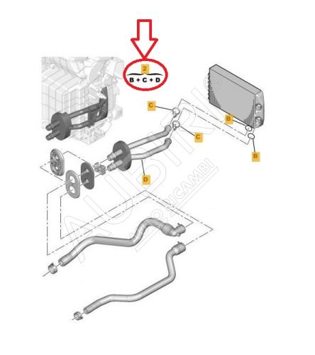 Tuyau de radiateur de chauffage Citroën Berlingo, Peugeot Partner 2008-2018