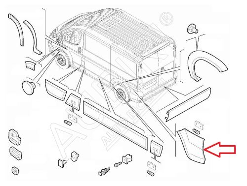 Protective trim Fiat Ducato since 2021 left, behind the rear wheel, assist 360