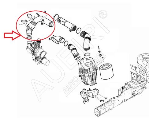 Conduite d'air Fiat Ducato depuis 2021 2.2D entre le filtre et le turbo