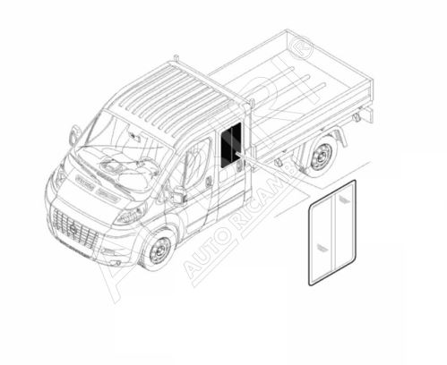 Vitre latérale de porte Fiat Ducato 2006- arrière gauche, plate-forme, double cabine