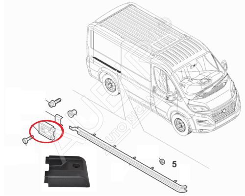 Embout de rail porte coulissante Fiat Ducato depuis 2014 droit au centre