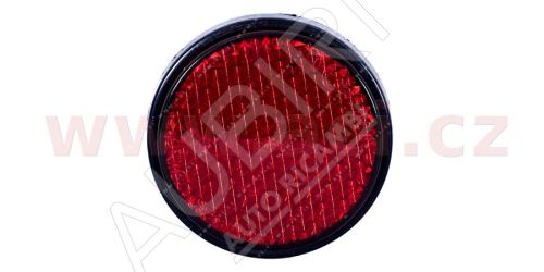 Catadioptre rond rouge pour camion, support plastique avec vis, (diamètre 60mm)