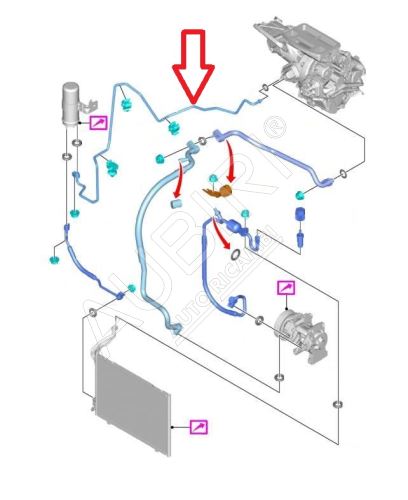 Tuyau de climatisation Ford Transit Courier 2014-2018 vers chauffage