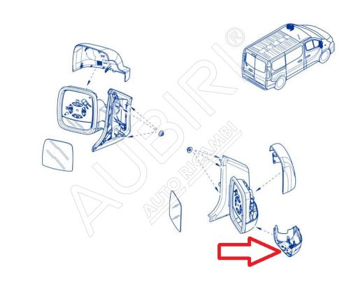 Coque de rétroviseur Renault Trafic depuis 2021 droite, inférieure